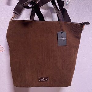 London Fog Brown Corduroy Tote Bag